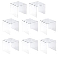 Jusalpha® 8 PC 5'' Clear Acrylic Risers, Acrylic Display Risers Shelf Showcase Fixtures for Jewelry, Display Stand for Amiibo Funko POP Figures, Cupcakes, Food Display, Cabinet- Lot of 8 (5x5x5 Inches) - size: 5x5x5 Inches