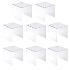 Jusalpha® 8 PC 5'' Clear Acrylic Risers, Acrylic Display Risers Shelf Showcase Fixtures for Jewelry, Display Stand for Amiibo Funko POP Figures, Cupcakes, Food Display, Cabinet- Lot of 8 (5x5x5 Inches) - size: 5x5x5 Inches