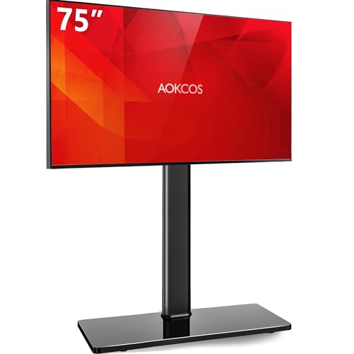 AOKCOS Swivel TV Floor Stand for 43-75 Inches TVs, 10 Level Height Adjustable Corner Extra Tall TV Stand Mount for Living Room/Bedroom, Holds up to 110 lbs,MAX VESA 600x400mm,Black - color: Black, size: for 43"-75"