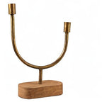 Main + Mesa Asymmetrical Wood and Metal Candle Holder - size: 13.75"H