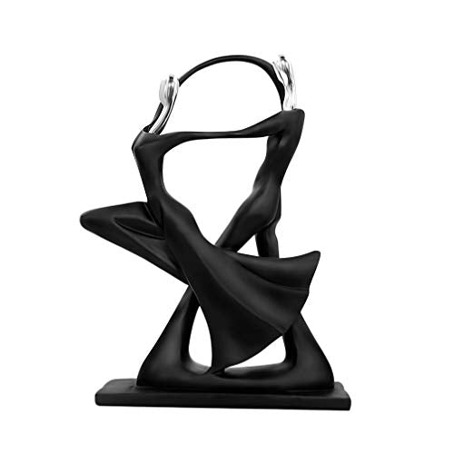 DreamsEden Romantic Couple Art Dancing Sculpture, Anniversary Wedding Statue Abstract Ornament Figurine Home & Office Decor (Double Dance) - color: Black, Dance