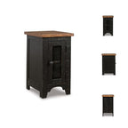 Signature Design by Ashley Valebeck Rustic Farmhouse Chair Side End Table with Cabinet Door, Distressed Black - color: Black