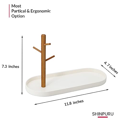 Shinpuru Key Tray & Key Bowl, Jewelry Tray with Wood 3-Tier Hanging Organizer - Multi-Functional Entryway Tray, Perfect for Key Bowl, Ring Holder, Jewelry Dish Organize (White Oval) - color: White Oval