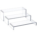 HIIMIEI Acrylic Display Riser, 3 Step 12" Large Acrylic Risers, Thickened to 5mm Clear Rectangular Display Shelf for Cupcake Stand, Tiered Display Stand for gemstone, curio, figurines, Collectibles - size: 12'' - 3PCS
