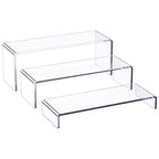 HIIMIEI Acrylic Display Riser, 3 Step 12" Large Acrylic Risers, Thickened to 5mm Clear Rectangular Display Shelf for Cupcake Stand, Tiered Display Stand for gemstone, curio, figurines, Collectibles - size: 12'' - 3PCS
