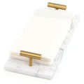 LIN CHUAN Marble Napkin Holder,Guest Towel Holder Tray,Marble Tray for Bathroom & Kitchen Countertop with Brass Handles,Paper Hand Towel Holder,White