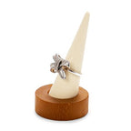 Oirlv Solid Wood Single Ring Display Stand Creamy White Ring Organizer Holder for Women Gift - color: Single Wood Creamy-white