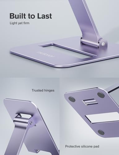 Nulaxy 2 Pack Dual Folding Cell Phone Stand, Fully Adjustable Phone Holder for Desk, Compatible with iPhone 16 15 14 13 12 11, Nintendo Switch, All Phones, Purple - color: Purple