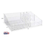 STORi Audrey Clear Vanity Makeup Organizer | 15-Compartment Holder for Brushes, Eyeshadow Palettes, & Beauty Supplies | Stacks on Audrey Storage Drawers | Made in USA - style: Cosmetic Organizer Topper