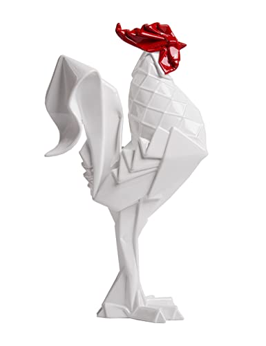 Rooster Sculpture Statue Animal Figurine Modern Decor Art Home Gift for Table Bookshelf Desk Polyresin White 12.2 Inch - color: White