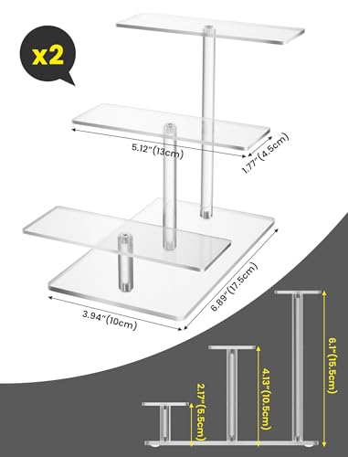 NiHome Acrylic Stand for Lego Speed Champions Display 3 Layer, Lego Car Display Case with 6 Cars Capacity, Figurine Display Shelf Riser for Collectibles & Room Decor, Perfume Riser Holder, 2 Pack