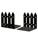 Peacoblue Metal Bookends for Shelves, Modern Decorative Heavy Duty Study Book Support Stoppers for Office, Desk, Shelf, Room 5.3"x4.3"x4.9" Cast Iron Simple Tall Bookends, 1 Pair (Farmhouse Fence) - style: Farmhouse and Fence