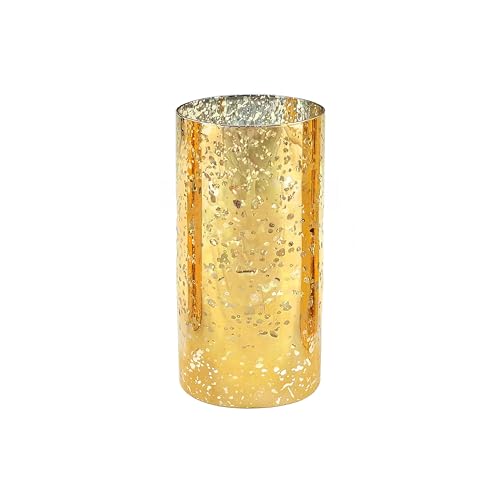 WGVI Hurricane Candle Holder Sleeve, W: 5", Ht: 8", Gold Speckled Glass Cylinder Open Both Ends, Chimney Tube Shade, 1 Piece - size: 5x8"H
