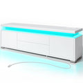 Rolanstar TV Stand with LED Lights & Power Outlet, Modern Entertainment Center for 32/43/50/55/65 Inchs TVs, Table, Universal Gaming Media Stand Storage Cabinet and Large Storage, White - color: White
