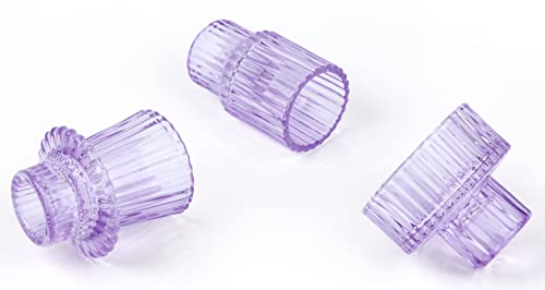 Vixdonos Glass Candlestick Holders Tealight Candle Holders for Table Centerpieces, Wedding Decor and Dinner Party (3 Pcs, Purple) - color: Purple, size: 3 Pcs