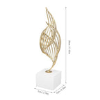 Modern Metal Sculpture, Abstract Art Statue Luxury Gold Iron Table Decor Centerpiece for Living Room Office Home Decoration 28x7x7cm (White Base) - size: White Base, style: White Base
