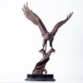 Stunning Bronze Bald Eagle Sculpture - Majestic Bird of Prey on a Perch - Handcrafted Art - 19.7" x 10.2" x 27.6", 30-34 lbs - color: 27.6" Bronze