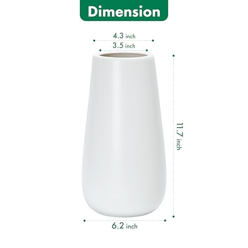 D'vine Dev 12 Inch White Elegant Oval Ceramic Vase for Flowers, Home Décor Vase with Design Box, VS-LD-C-4 - color: White, size: 12 Inch