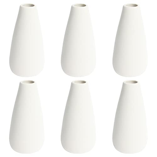 YANLING 6 Pack Small White Vase for Home Decor, 5 inch Modern Ceramic Vases for Pampas Grass, Boho Vase White Vases for Dried Flowers, Wedding Dinner Table Party - color: White-c, size: 6 Pack-Small