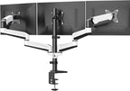 HUANUO Triple Monitor Stand - Full Motion Articulating Monitor Mount Fit Three 17 to 32 inch LCD Computer Screens with Clamp, Grommet Kit - color: White