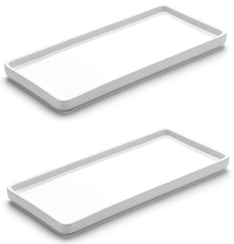 Gurygo 2 Pack 8" Ceramic Rectangular Vanity Trays, White, Set of 2 - color: White Set/2, size: 8.1"x4.2"x0.7",set/2