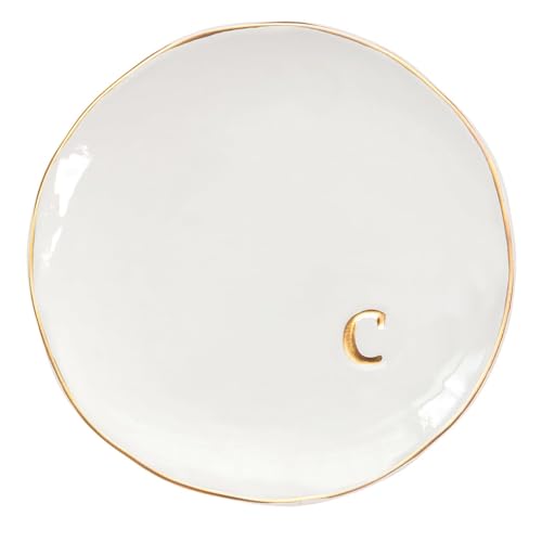 COLLECTIVE HOME - Ceramic Jewelry Tray, Decorative Trinket Dish for Rings Earrings Necklaces Bracelet Watch Keys, Birthday Mother's Day Christmas Gift for Women, 4.75", Glossy (c) - color: C