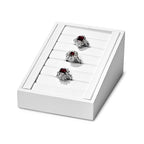 Oirlv Premium PU Leather Ring Tray Display Stand Slotted Jewelry Showcase Display Jewelry Organizer Ring Holder for Trade Show(White) - color: Leather white