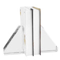 Decorative Bookends for Heavy Books, Set of 2, Modern Book Holders Stopper for Shelves, Bookshelf, Bookcase, Office Desk, Home Decor, Clear