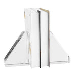 Decorative Bookends for Heavy Books, Set of 2, Modern Book Holders Stopper for Shelves, Bookshelf, Bookcase, Office Desk, Home Decor, Clear