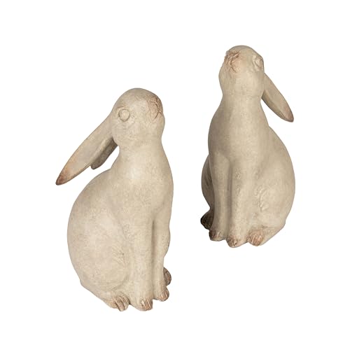 Creative Co-Op Decorative Resin Rabbit Bookends, Grey - color: Grey Wash