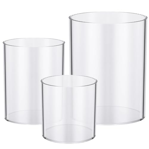 meekoo 3 Pcs Flower Acrylic Vase Cylinders Round Decorative 4 x 4 in, 5 x 6 in, 6 x 8 in Vase Break Resistant Acrylic Flower Cylinder for Centerpiece Home Wedding Decor(Clear, Classic) - color: Classic, size: 4 x 4 in, 5 x 6 in, 6 x 8 in