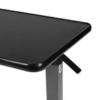 Vaunn Medical Pneumatic Adjustable Overbed Bedside Table with Wheels (Hospital and Home Use) - color: Black