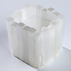 Natural Selenite Candle Holder for Tea Lights Irregularly Arranged Selenite Wand Candlesticks - Elegant Home Decor (Square Candle Holder)