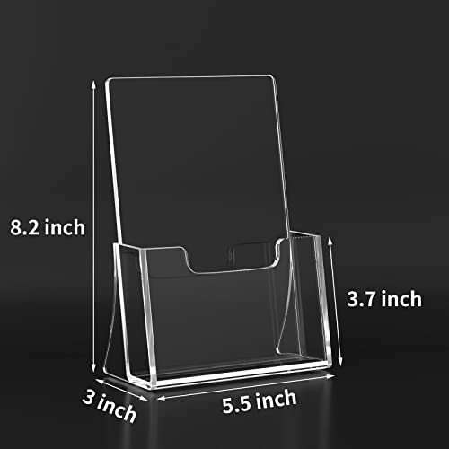 HIIMIEI Brochure Holder 8.5 x 5.5 inches, Acrylic Flyer Holder with 2 Pack, Plastic Stands for Displaying Magazines, Pamphlets, Literature, Brochures, Booklets, Menu - size: 8.5''x5.5''