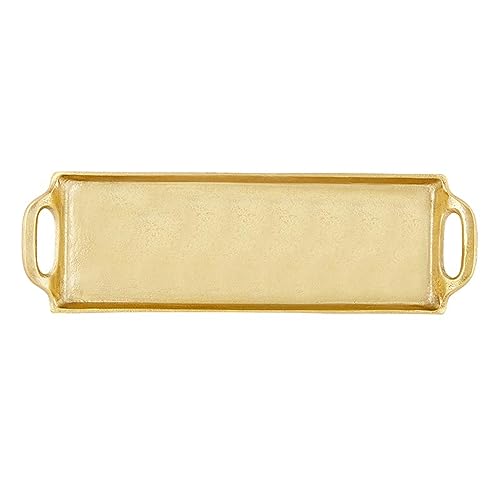 Santa Barbara Design Studio Serving Tray With Handles Rectangular Aluminum Platter, Large, Gold