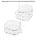 FABROK Large Rotating Hair Accessories Organizer for Girls, Clear Hair Product Holder for Women Headbands, Scrunchies, Clip, Ties, Brushes, Plastic Vanity Storage Box for Jewelry and Makeup - size: 1-Layer