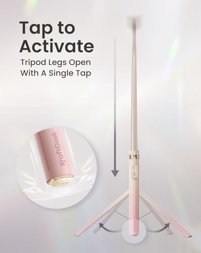 KraftGeek Magnetic Phone Tripod for iPhone MagSafe – 66'' Auto-Open Selfie Stick with Remote, Cell Phone Tripod Stand for Video Recording, Vlogging & TikTok (Ombré Peach) - color: Ombré Peach