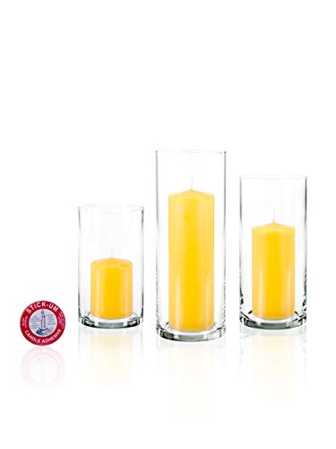 yummi Set of 36 Slim Pillars and Cylinder Vases - Bright Yellow - color: Bright Yellow