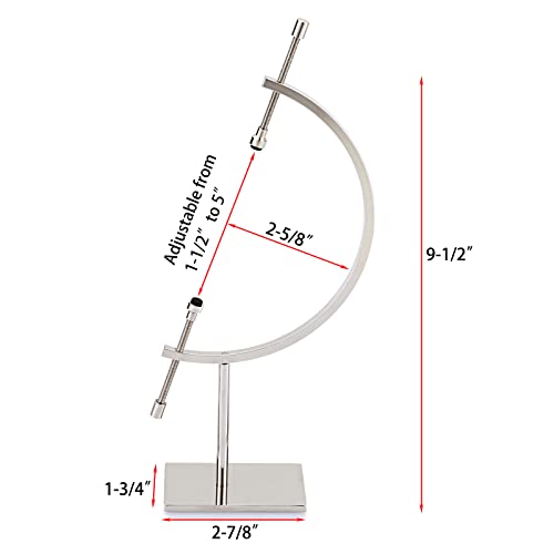 JUXYES Silver Toned Sphere Holder Caliper Stand, Hold 1-1/2 to 5, Caliper Style Display Stand for Mineral, Ornament, Gem, Shell, Coin, etc - color: Silver, size: M