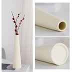 21CM Ceramic Bud Vase Small Narrow Neck Vase Conic Decorative Single Stem Floral Home Decor Centerpiece for Home Wedding Bedroom Living Room Office Table Decoration(Beige)