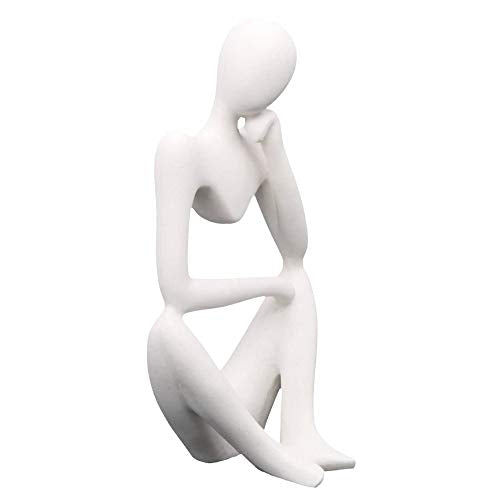 Asng Resin Thinker Style Abstract Sculpture Statue Collectible Figurines Home Office Bookshelf Desktop Decor (White,Left, Large) - color: White,left, size: Large