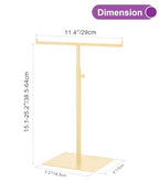 Purse Display Stand T Shaped, Countertop Jewelry/Scarf/Handbag T-Bar Display Stand, Tabletop Double Hook Hanging Stands for Long Necklaces, Metal with Adjustable Height - Gloden - color: Golden
