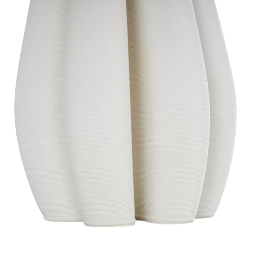 Deco 79 Ceramic Abstract Decorative Vase Ribbed Dimensional Concaved Centerpiece Vase with Floral Shaped Rim, Flower Vase for Home Decoration 6" x 5" x 9", White - color: White, size: 6" x 5" x 9"