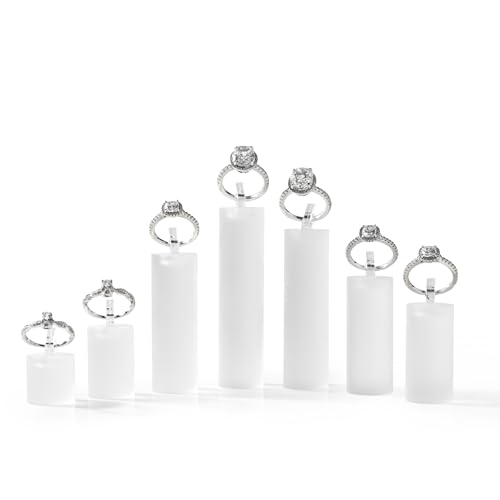 Oirlv Acrylic Jewelry Display Stand Ring Showcase Display Holder 7 PCS Rings Stand (White Frosted) - color: Transparent Frosted