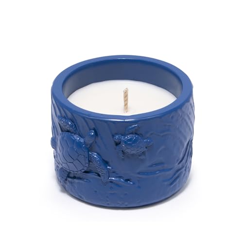 Hodao Oceanic Serenity Handcrafted Aromatherapy Box with Candle & Decor – Beach Rock Sculpture with Sea Turtle, Seashells, for Home, Bathroom, Yoga Room Decor (Blue-Turtle) - color: Blue-turtle