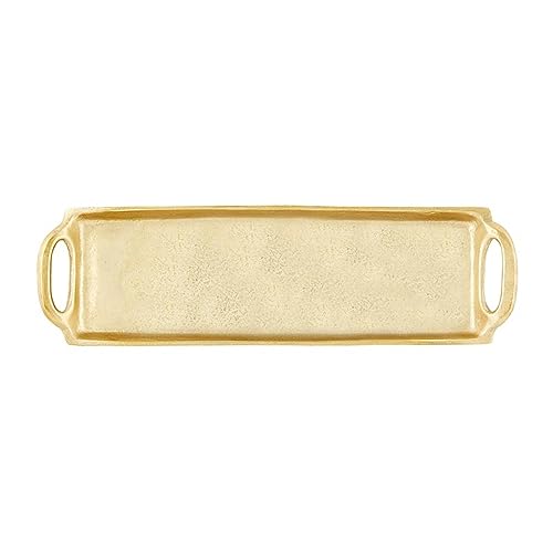 Santa Barbara Design Studio Serving Tray with Handles Rectangular Aluminum Platter, Small, Gold