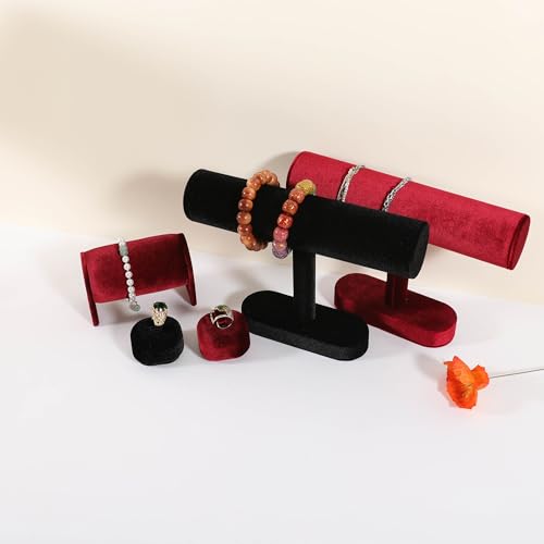 Velvet Watch Display Stand for Selling, Bracelet Storage Organizer for Boutique Store, Woman Jewelry Bangle Holder for Home Decor【Red】 - color: Red