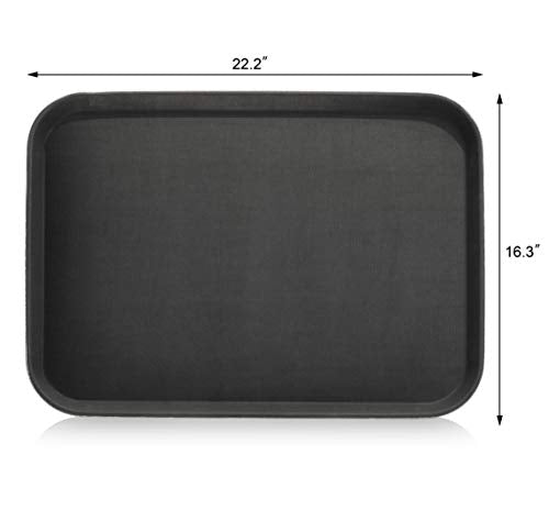 New Star Foodservice Restaurant Grade Non-Slip Tray, Plastic, Rubber Lined, Rectangular (Black, 16-Inch x 22-Inch) - color: Black, size: 16-Inch x 22-Inch