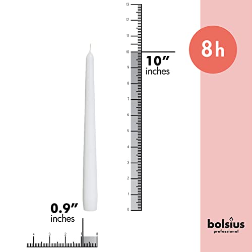 BOLSIUS 20 Count Unscented 10 Inch White Household Taper Candles - 8 Hours Burning Time - Premium European Quality - Smokeless Dripless Candlesticks - Perfect for Weddings, Parties, and Everyday Use - color: White, size: 20 Count
