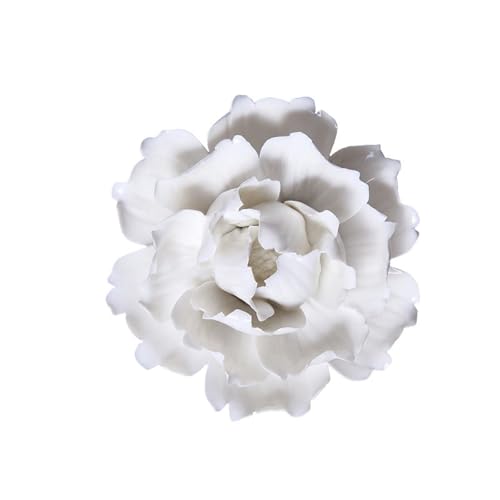 Ceramic Flower Wall Decor Handmade 3D Wall Art Hanging Sculpture White Flower Wall Decor Peony 4.72" (Large) - color: White, size: Large